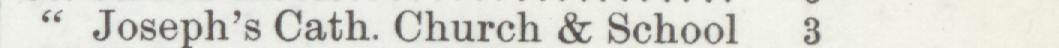 The line reading Toseph's Cath. Church & Scho in the 1901 atlas index