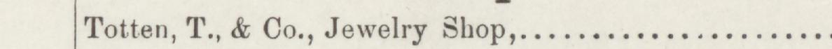 The line reading Totten, T., & Co., Jewelry Shop in the 1889 atlas index