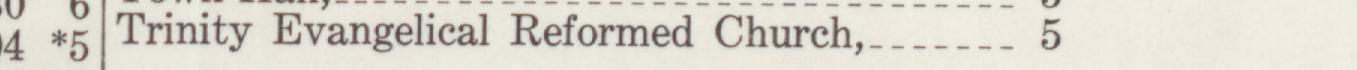 The line reading Trinity Evangelical Reformed Church in the 1943 atlas index