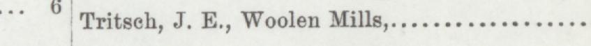 The line reading Tritseh, J. E., Woolen Mill in the 1893 atlas index