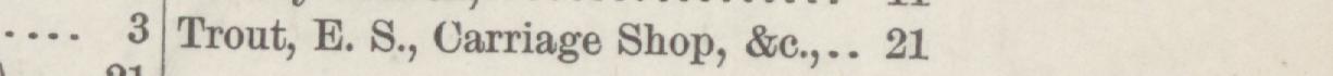 The line reading Trout, E. S., Carriage Shop, &c in the 1886 atlas index