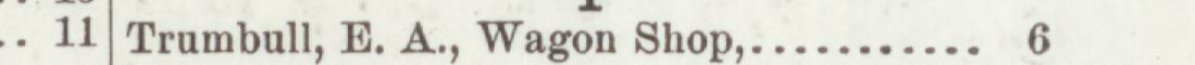 The line reading Trumbull, E. A., Wagon Shop in the 1897 atlas index