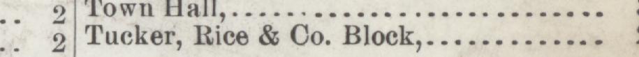 The line reading Tucker, Rice & Co. Block in the 1892 atlas index
