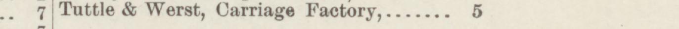 The line reading Tuttle & Werst, Carriage Factory in the 1887 atlas index