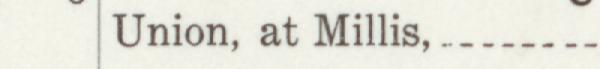 The line reading Union, at Millis in the 1910 atlas index