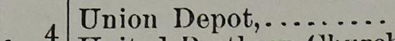 The line reading Union Depot in the 1892 atlas index