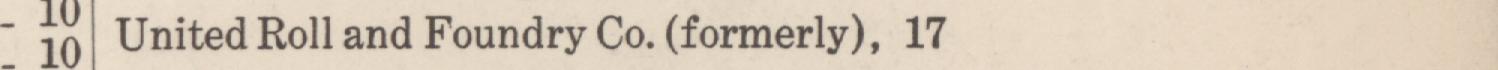 The line reading United Roll and Foundry Co.(formerly), 17 in the 1922 atlas index