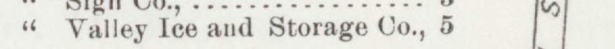 The line reading Valley Ice and Storage Co in the 1903 atlas index