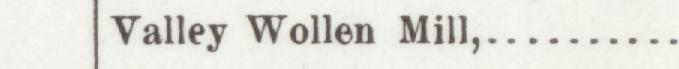 The index line reading Valley Wollen Mill in the 1904 atlas