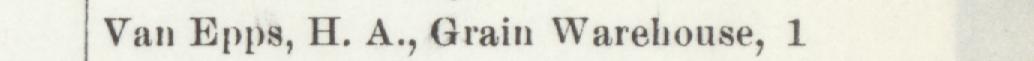 The line reading Van Epps, H. A., Grain Warehouse, 1 in the 1904 atlas index