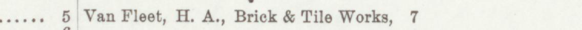 The index line reading Van Fleet, H. A., Brick & Tile Works in the 1899 atlas