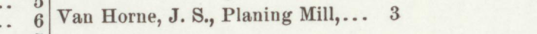 The index line reading Van Horne, J. S., Planing Mill in the 1898 atlas