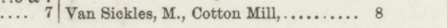 The line reading Van Siekles, M., Cotton Mill in the 1884 atlas index