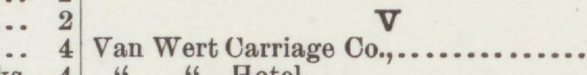 The line reading Van Wert Carriage O in the 1890 atlas index