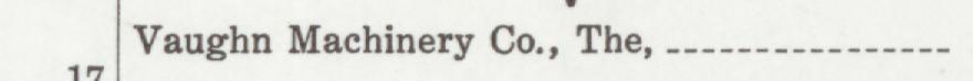 The line reading Vaughn Machinery Co., The in the 1927 atlas index