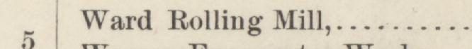 The line reading Ward Rolling Mill in the 1884 atlas index