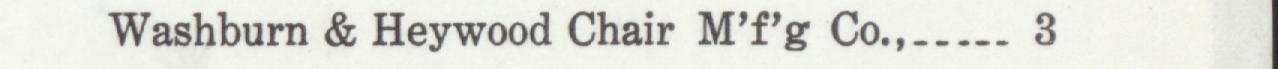 The line reading Washburn & Heywood Chair M'f'g Co in the 1915 atlas index