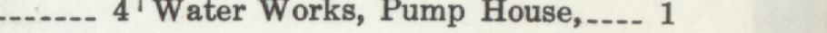 The line reading Water Works, Pump House,.- 1 in the 1916 atlas index