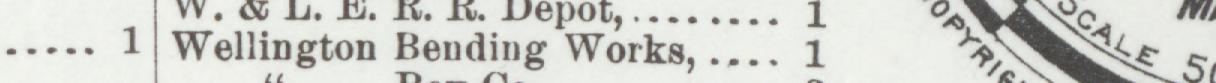 The line reading Wellington Bending Works in the 1899 atlas index