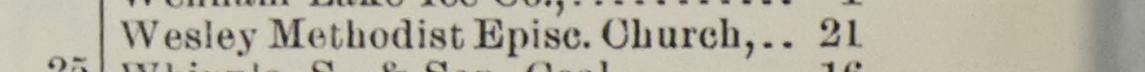 The line reading Wesley Methodist Epise.Church in the 1906 atlas index