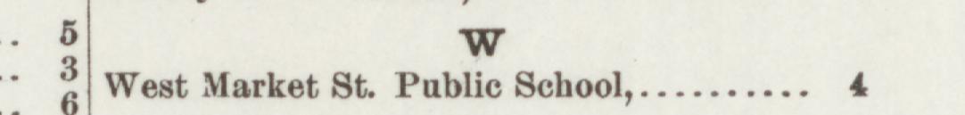 The line reading West Market St. Publie School in the 1890 atlas index