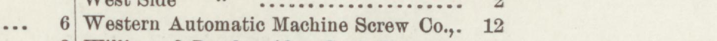The line reading Western Automatic Machine Screw Oo in the 1897 atlas index