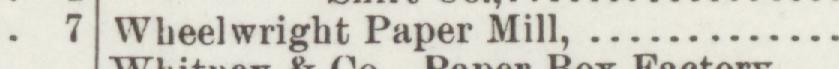 The line reading Wheelwright Paper Mill in the 1891 atlas index