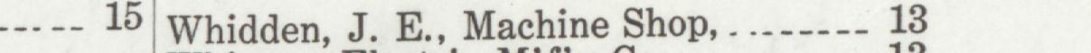 The line reading Whidden, J.E., Machine Shop in the 1919 atlas index