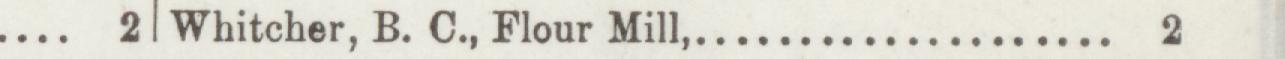 The line reading Whitcher, B. C., Flour Mill in the 1892 atlas index