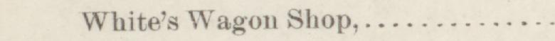 The line reading White's Wagon Shop in the 1884 atlas index
