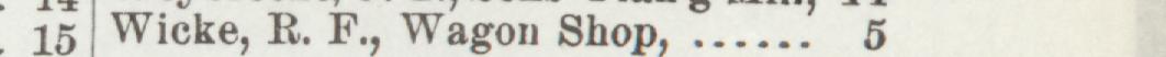 The line reading Wieke. R. F. Wagon Shop in the 1898 atlas index