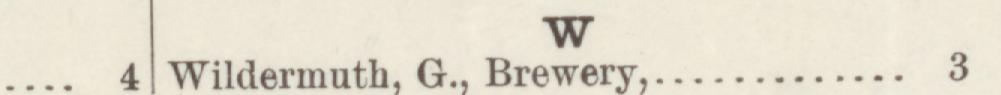 The line reading Wildermuth, G., Brewery in the 1888 atlas index
