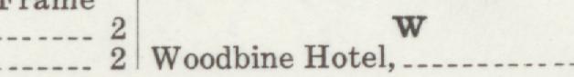 The line reading Woodbine Hotel," in the 1911 atlas index