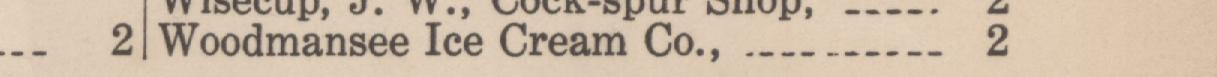 The line reading Woodmansee Ice Cream Co in the 1922 atlas index