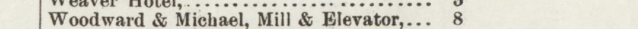 The line reading Woodward & Michael, Mill & Elevator in the 1895 atlas index