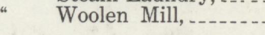 The index line reading Woolen Mill in the 1910 atlas