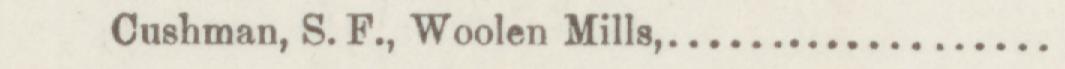 The line reading Cushman, S. F., Woolen Mills in the 1887 atlas index