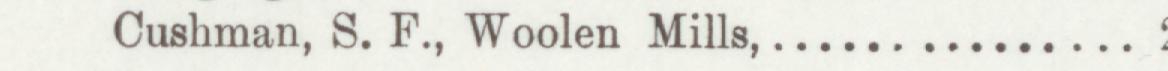 The index line reading Cushman, S. F., Woolen Mills in the 1896 atlas