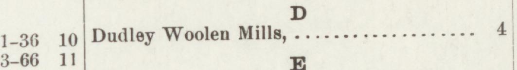 The index line reading Dudley Woolen Mills in the 1898 atlas