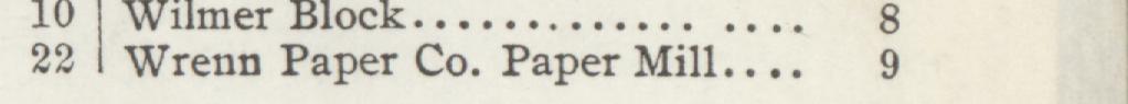 The line reading Wrenn Paper Co. Paper Mill in the 1907 atlas index