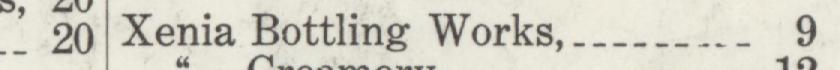 The line reading Xenia Bottling Works in the 1910 atlas index