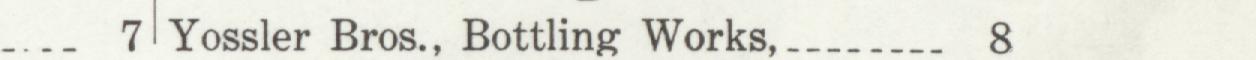 The line reading Yossler Bros., Bottling Works in the 1911 atlas index