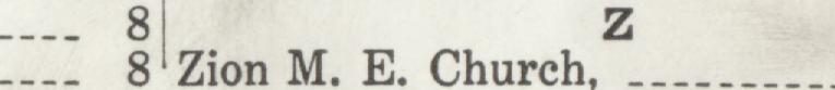 The line reading Zion M. E. Church in the 1926 atlas index
