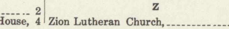 The line reading Zion Lutheran Church in the 1916 atlas index