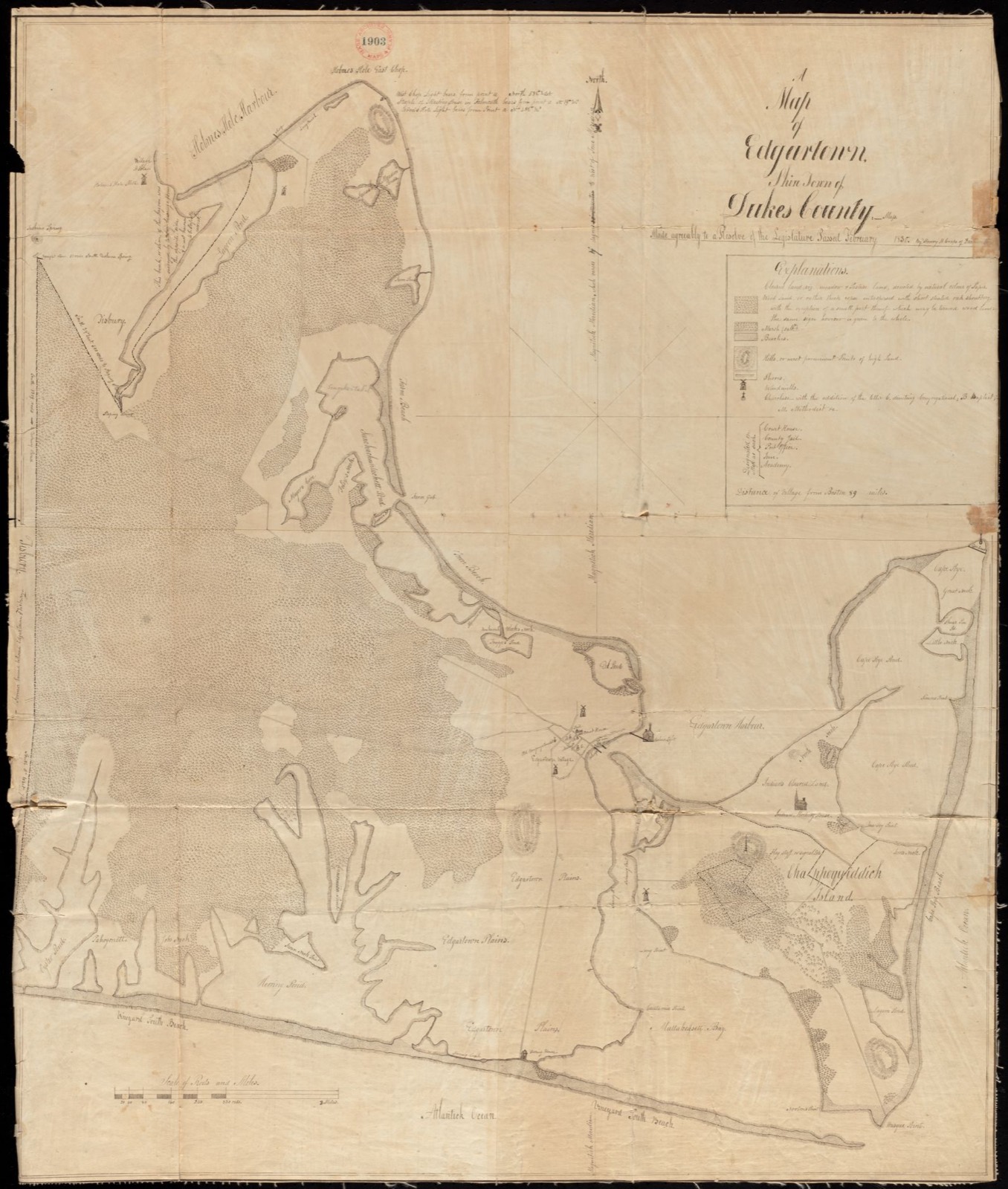 Plan of Edgartown made by Henry H. Crapo, dated 1830, Massachusetts Archives - undated