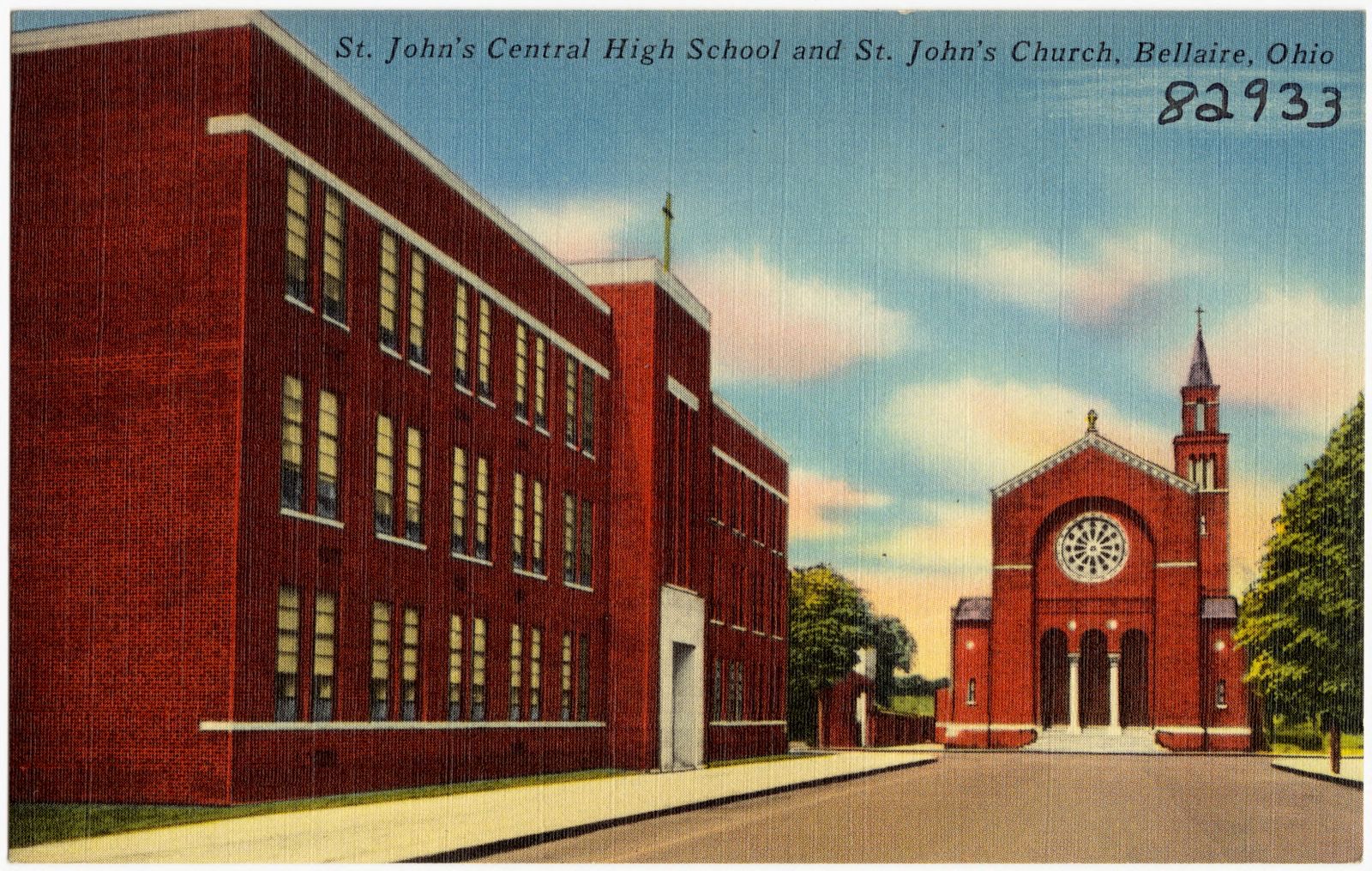 St. John's Central High School and St. John's Church, Bellaire, Ohio, Boston Public Library - undated