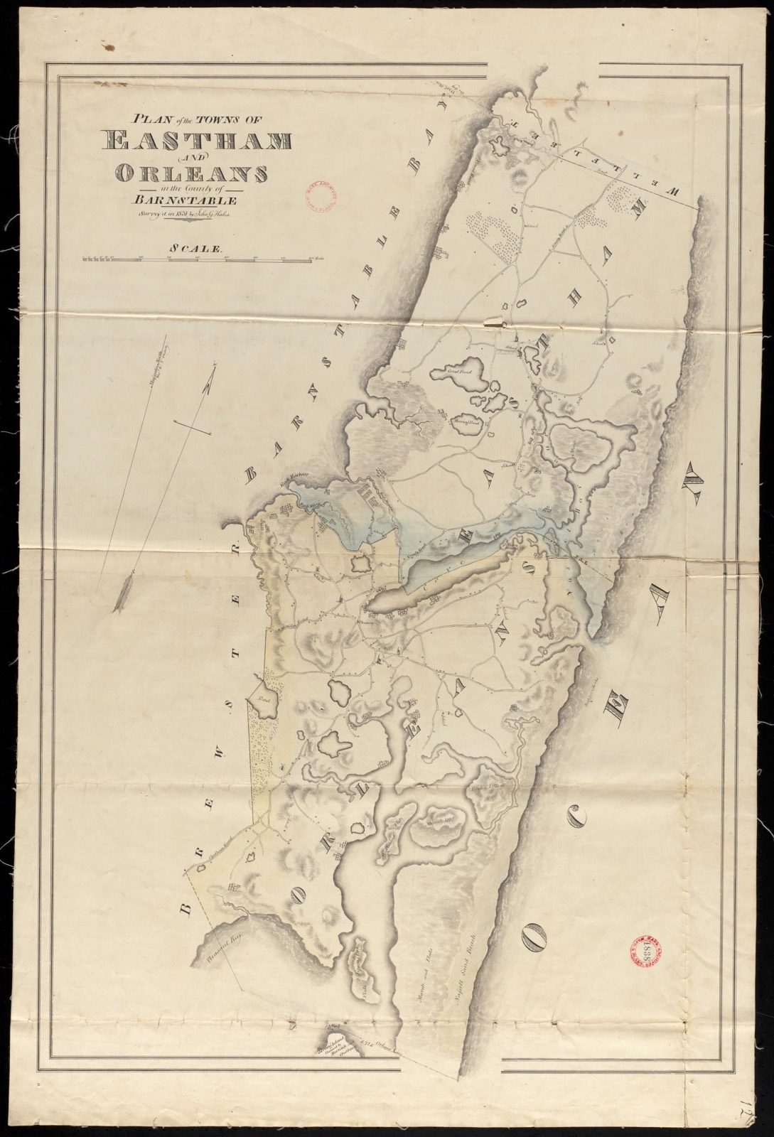 Plan of Eastham and Orleans, made by John G. Hales, dated 1831, Massachusetts Archives - undated