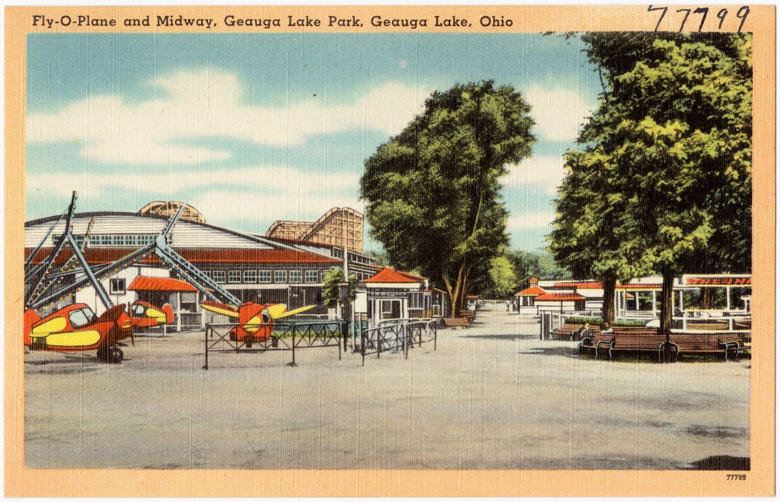 Fly-O-Plane and Midway, Geauga Lake Park, Geauga Lake, Ohio, Boston Public Library - undated