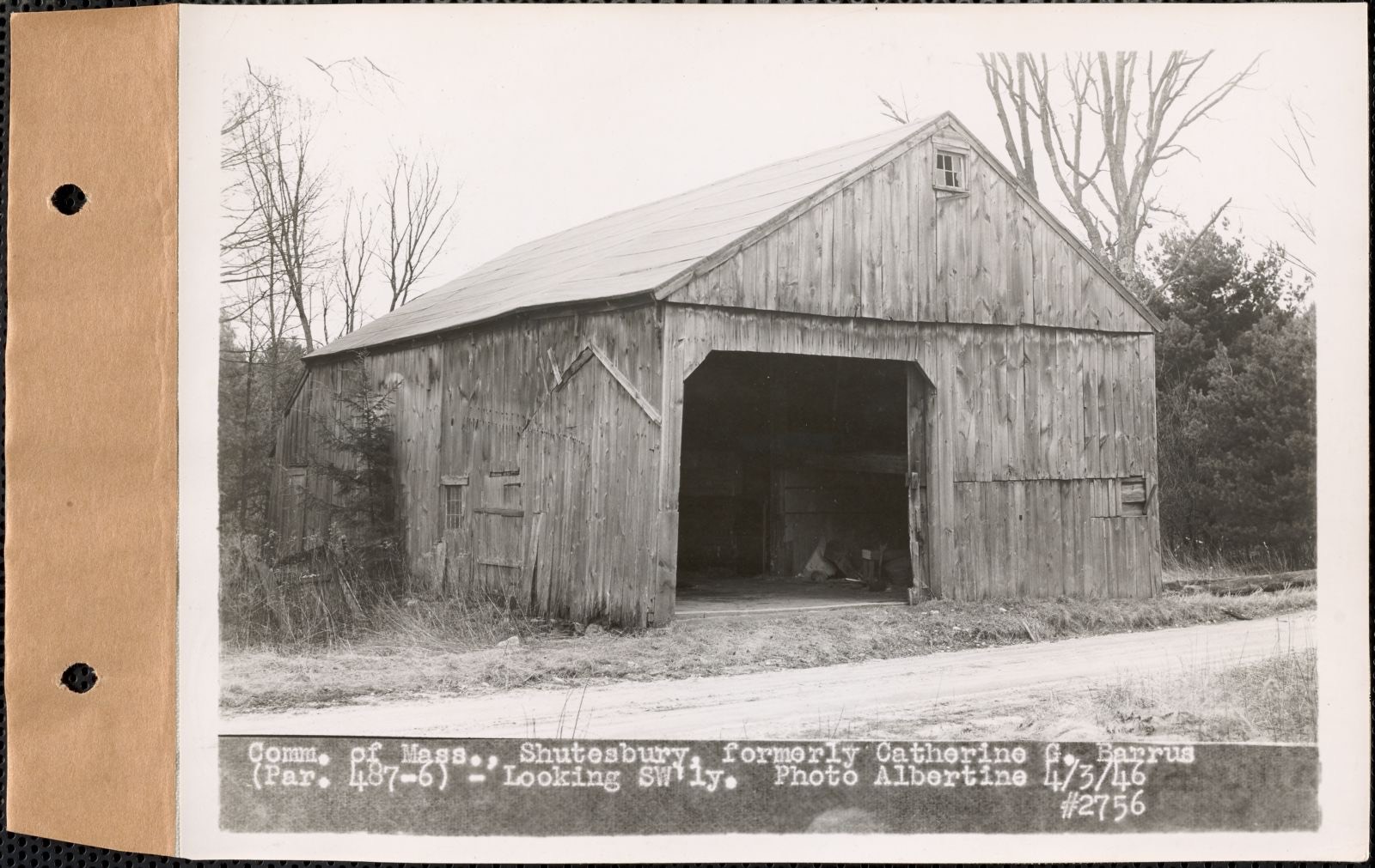 Commonwealth of Massachusetts, formerly Catherine G. Barrus, looking southwesterly, Shutesbury, Mass., Apr. 3, 1946 Parcel no. 487-6, Massachusetts Archives - undated