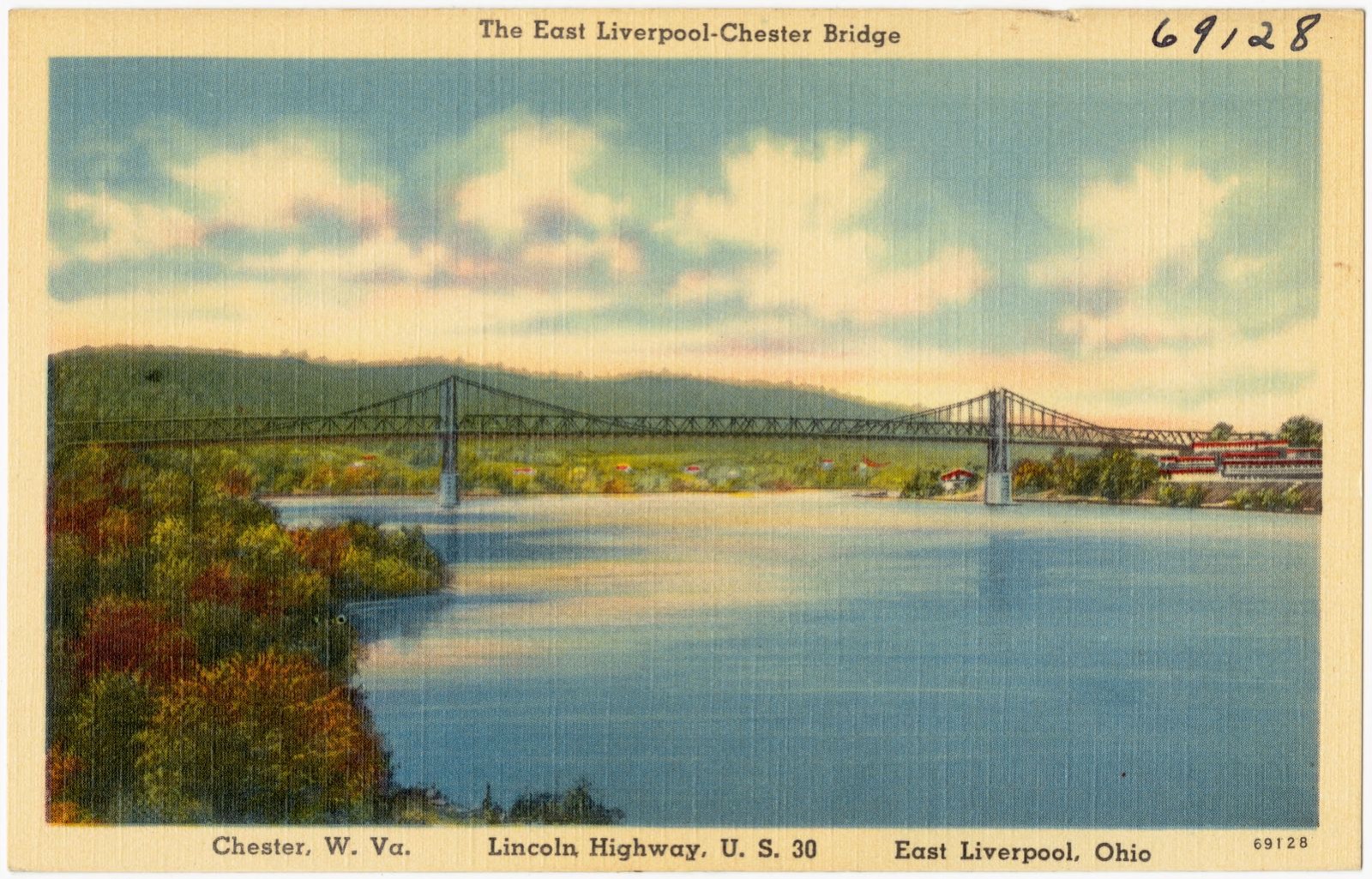 The East Liverpool - Chester Bridge, Chester, W. Va., Lincoln Highway, U.S. 30, East Liverpool, Ohio, Boston Public Library - undated